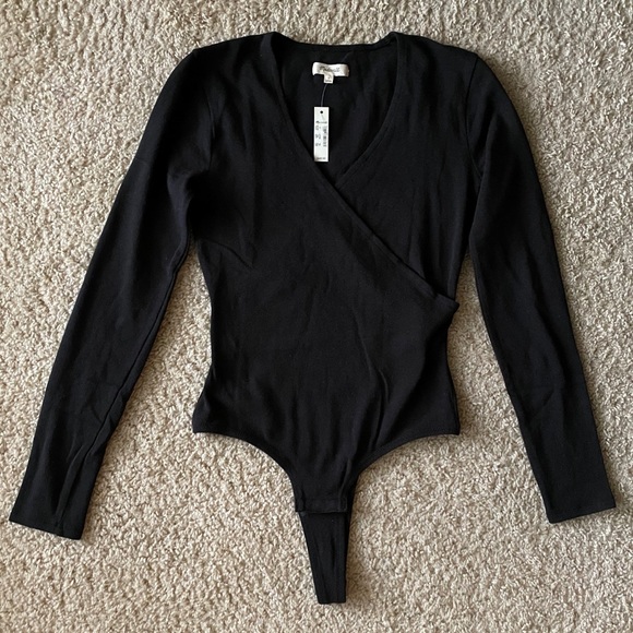 Madewell Black Long Sleeve Thong Bodysuit Sz S - Picture 2 of 11